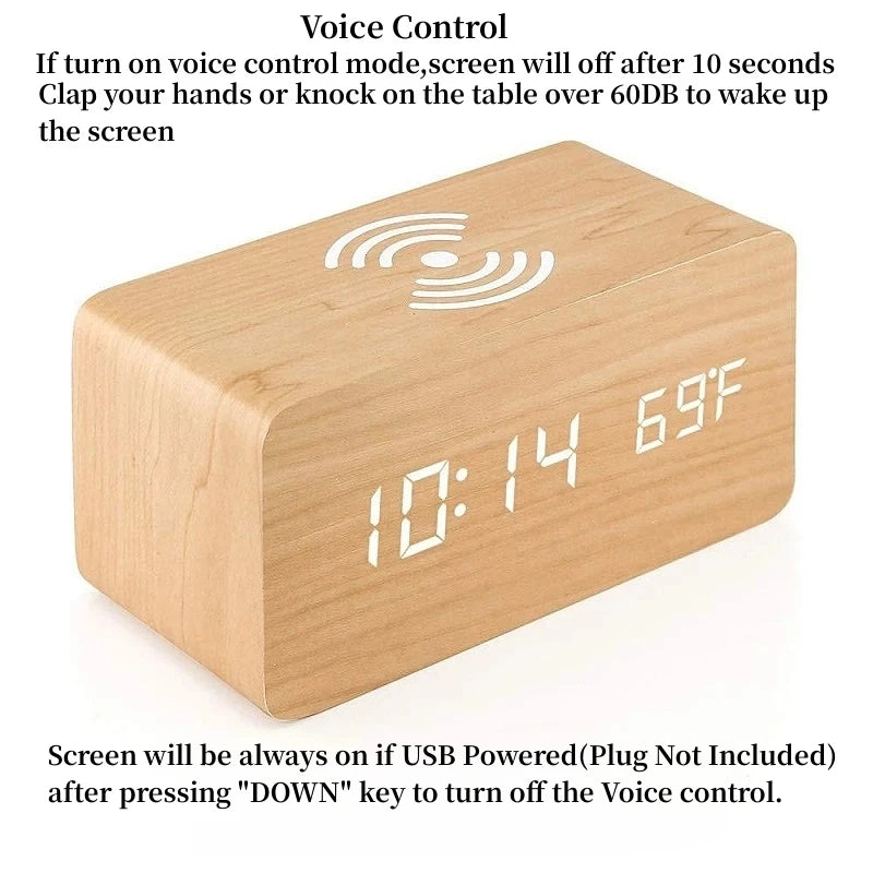 Digital Alarm Clock With Wireless Charging