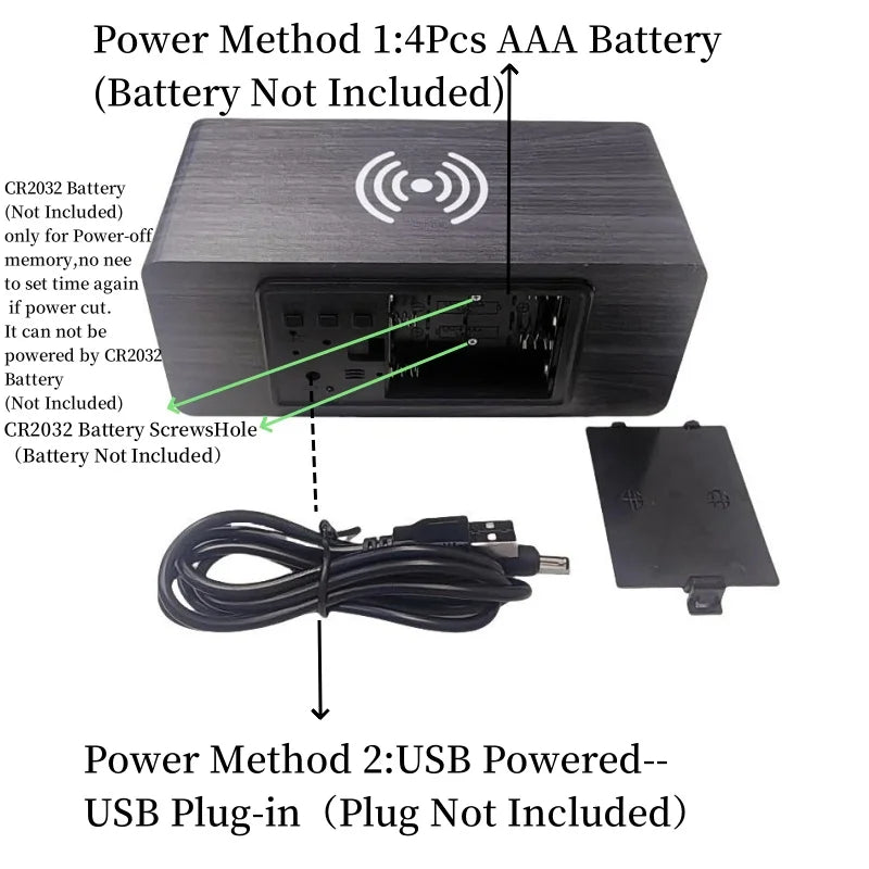 Digital Alarm Clock With Wireless Charging