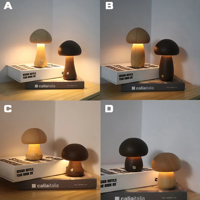 Wooden Mushrooms Night Light