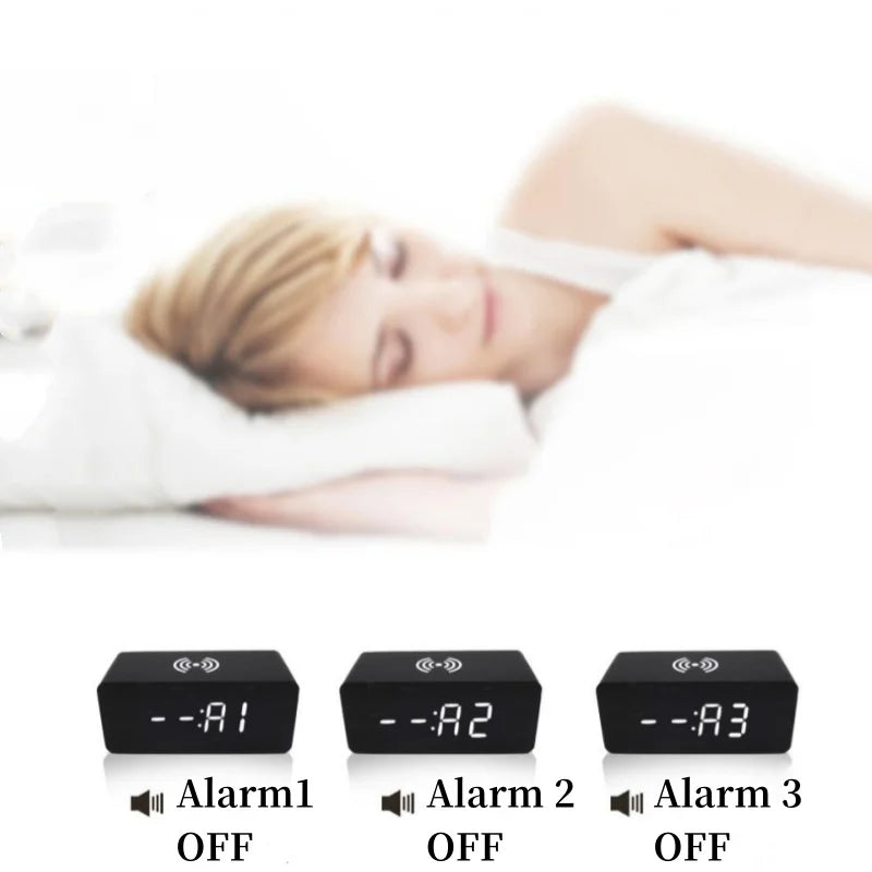 Digital Alarm Clock With Wireless Charging